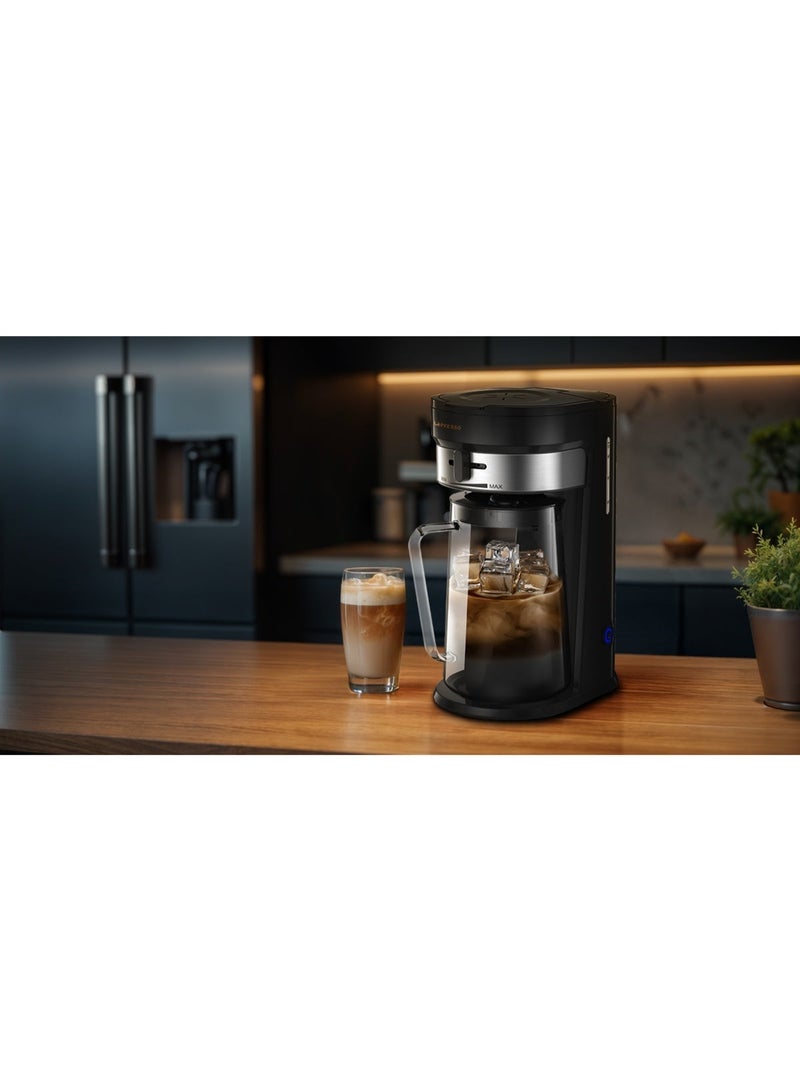 ليبرسو ماكينة تحضير القهوة والشاي المثلجة بسعة 2.5 لتر وقوة 750 وات وخزان مياه بسعة 900 مل وإيقاف تشغيل تلقائي وتحضير بضغطة واحدة ومشروبات باردة وساخنة وقوة تحضير قابلة للتعديل - أسود - Image 4